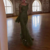 prom dresses Sexy Women's Sexy V-neck Long Sleeve Slim Solid Color Dress